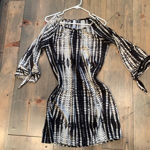 Black and cream cold shoulder large blouse